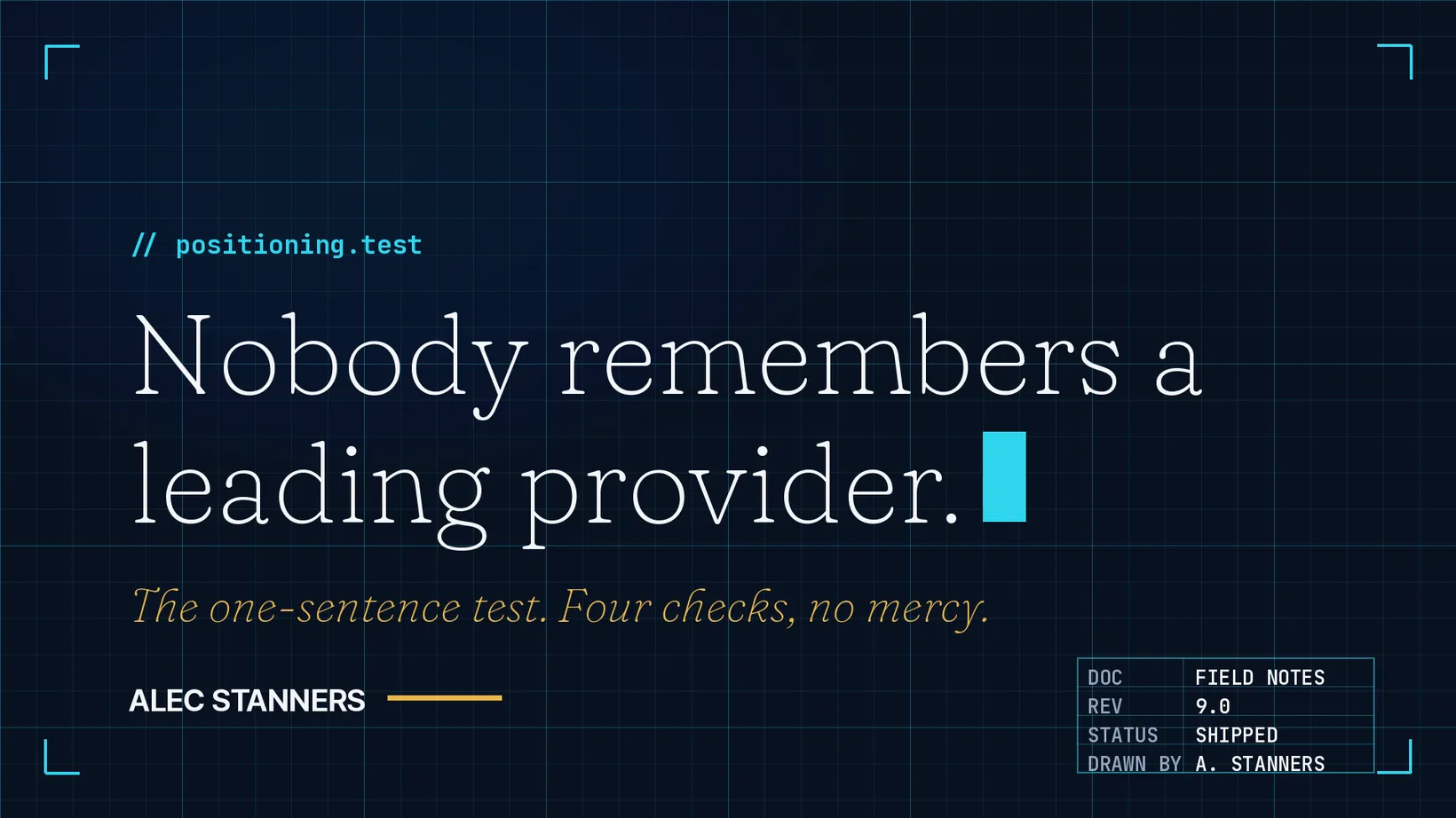 Nobody Remembers a Leading Provider of Innovative Solutions.